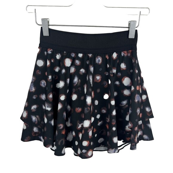 Lululemon Skort 2 Womens Black Court Rival Colourhaze Dot Inverse Orange Multi - Picture 1 of 7